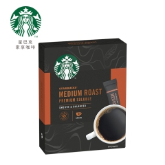 星巴克(Starbucks)速溶咖啡黑咖啡0糖 中度烘焙精品速溶咖啡盒装 10条