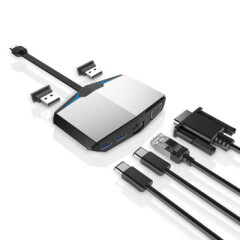 AJIUYU笔记本扩展坞Type-c网口转接头HDMI显示器VGA投影仪电视USB-C浅灰色Microsoft微软SurfaceBook2