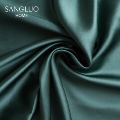 真丝四件套纯色简约22姆米套装SANGLUO/桑罗桑蚕丝绸床上用品Y061墨绿色22姆米200cmx230cm