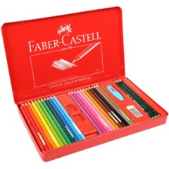 辉柏嘉（Faber-castell）经典油性彩铅笔彩色铅笔48色手绘画笔涂色填色彩笔115848红铁盒装