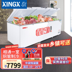 星星（XINGX）冰柜718升商用大容量卧式茶叶冷藏保鲜柜大型海鲜冷冻柜速冻节能冰箱雪柜铜管制冷BD/BC-1588G（-26℃1588升）