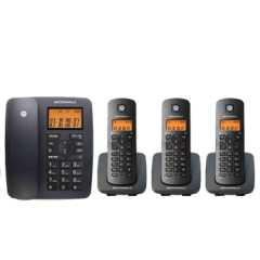 摩托罗拉(Motorola)数字无绳电话机 无线座机 子母机一拖三 办公家用 免提 来电显示 低辐射)C4200C（黑色）