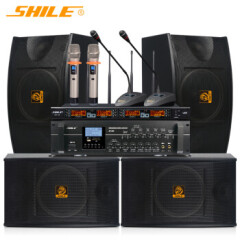 狮乐（SHILE）AV106/BX103/SH10 组合套装专业四声道两分区培训室背景音乐音响 会议功放音箱话筒组合