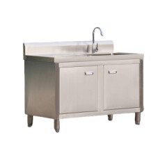 GLBO 商用不锈钢水槽单槽双槽带柜一体洗菜池洗手洗碗池操作台 120*60*80单池左平台加厚款
