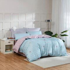 罗莱家纺 全棉四件套纯棉床单被套被罩床上用品 雷诺斯 蓝色 1.5米床 200*230cm