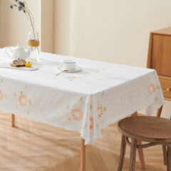 MEIWA 进口小清新蕾丝桌布pvc防水茶几桌布免洗长方形台布 马德里橘色 130*180cm