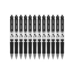 得力（deli）中性笔按动签字笔水笔 按压碳素水笔 黑色0.5mm  33388