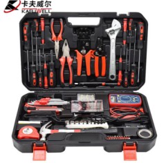 卡夫威尔89件套电工工具箱套装 电子电讯组套工具万用表压线钳 工具套装