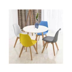 实木圆桌 配4张椅子 直径90，高75cm 椅子都选白色