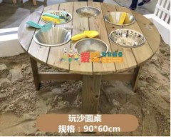 樟子松防腐木圆桌，直径0.88m、0.6m高