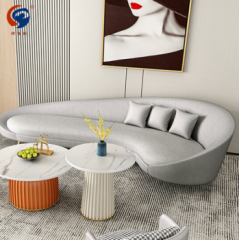 顺富美（SHUNFUMEI）沙发接待沙发北欧轻奢风酒店弧形科技布柔软舒适好打理坐感好沙发