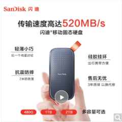闪迪（SanDisk）2TB Type-c USB3.2 移动固态硬盘（PSSD）E30高速移动ssd 传输速度520MB/s 轻薄便携 2米防摔