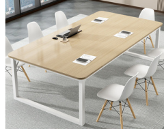 金冠 会议桌长桌简约现代办公桌椅组合2*1米 一桌六椅

