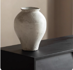 白色陶瓷花瓶简约侘寂水培插花干花瓶客厅装饰摆件