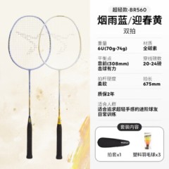 迪卡侬（DECATHLON）羽毛球拍轻量系列羽毛球拍碳素复合单拍羽毛拍套装IVJ1 BR560碳素复合轻量套拍 迎春黄/烟雨蓝 成品拍