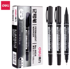 得力 6824 小双头记号笔 1.0－0.5mm 12支/盒 （单位：支） 黑